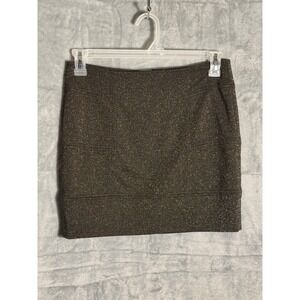 BCBGeneration skirt Sparkle Glitter‎ Mini Zipper Dark Brown Gold Women's size 6
